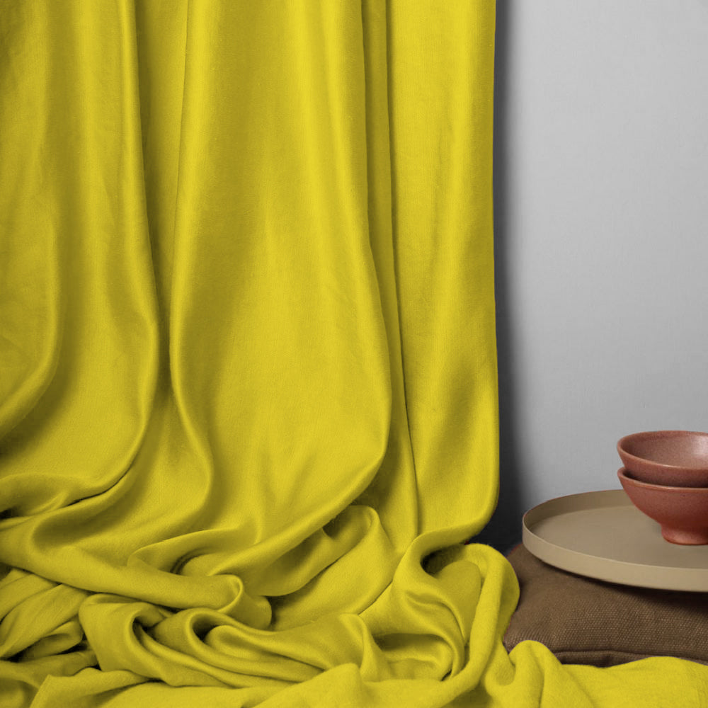 Jacquard Room Darkening Curtains in Maple Yellow Set Of 2 - (P244)