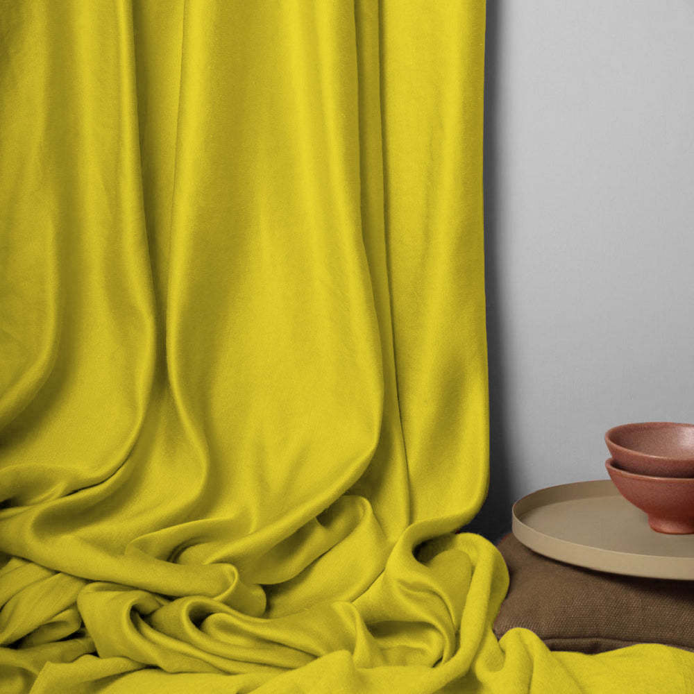 Jacquard Room Darkening Curtains in Maple Yellow Set Of 2 - (P244)