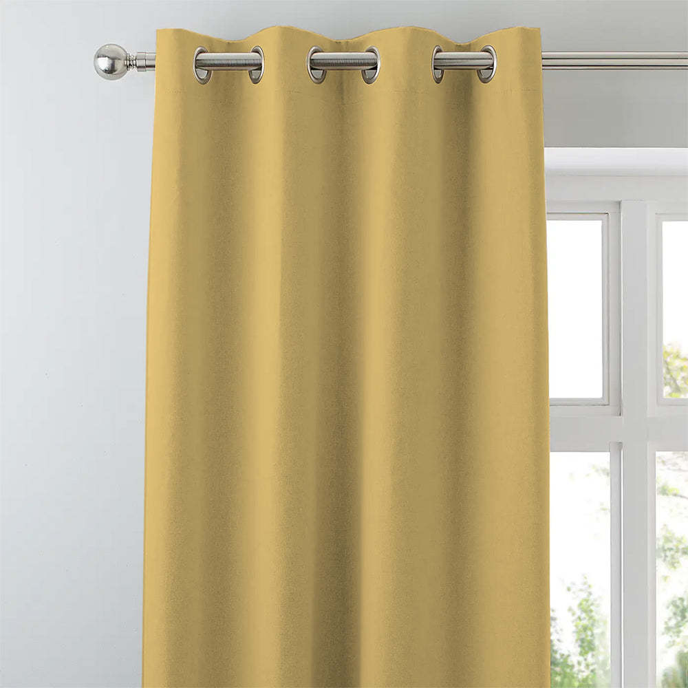 Jacquard Room Darkening Curtains in Warm Yellow Set Of 2 - (P245)