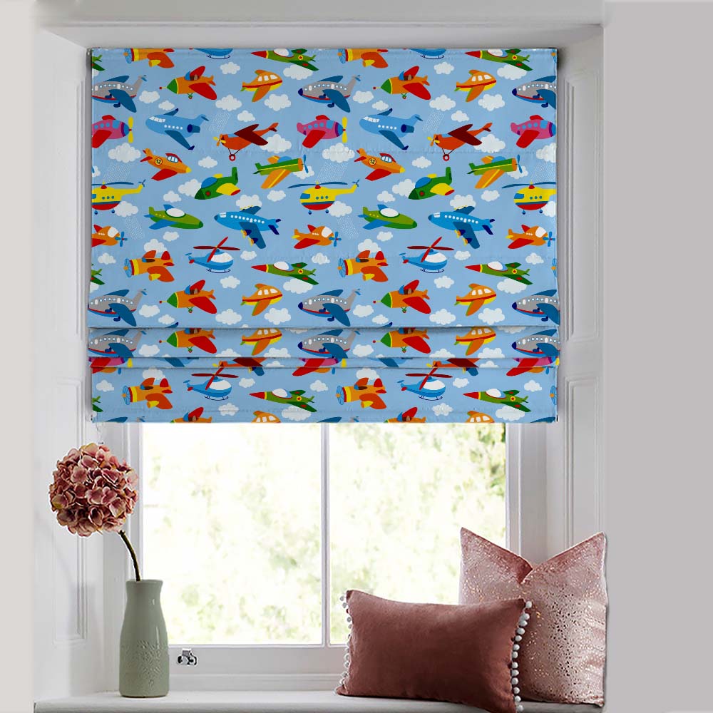 Aero Funland Kids Light Blue Satin Roman Blind (DS245A)