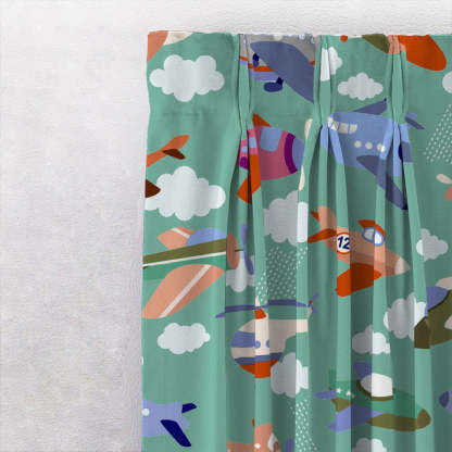 Aero Funland Kids Moss Green Heavy Satin Room Darkening Curtains Set Of 2 - (DS245B)