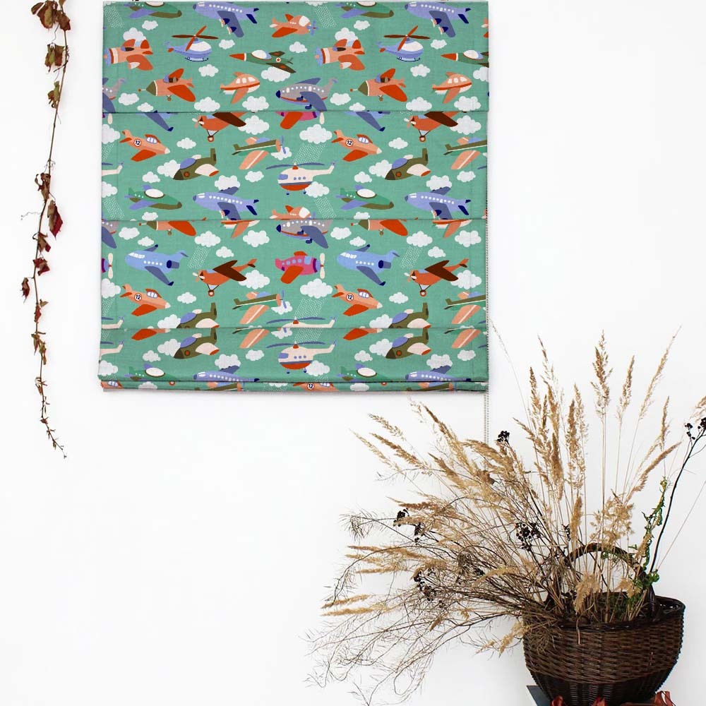 Aero Funland Kids Moss Green Satin Roman Blind (DS245B)