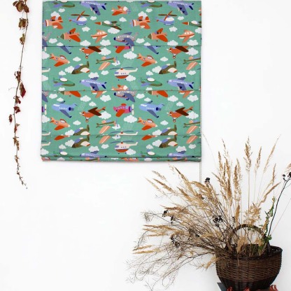 Aero Funland Kids Moss Green Satin Roman Blind (DS245B)