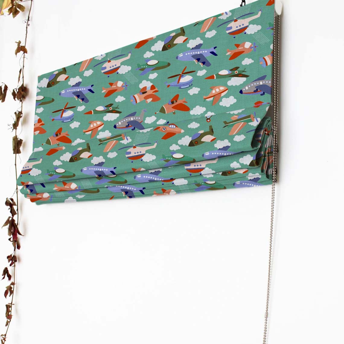 Aero Funland Kids Moss Green Satin Roman Blind (DS245B)