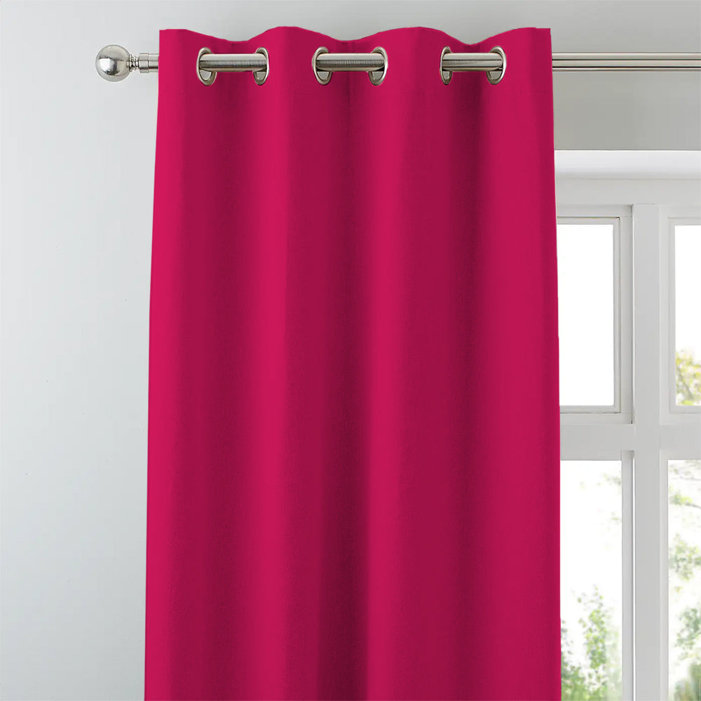 Jacquard Room Darkening Curtains in Cherry Pink Set Of 2 - (P248)