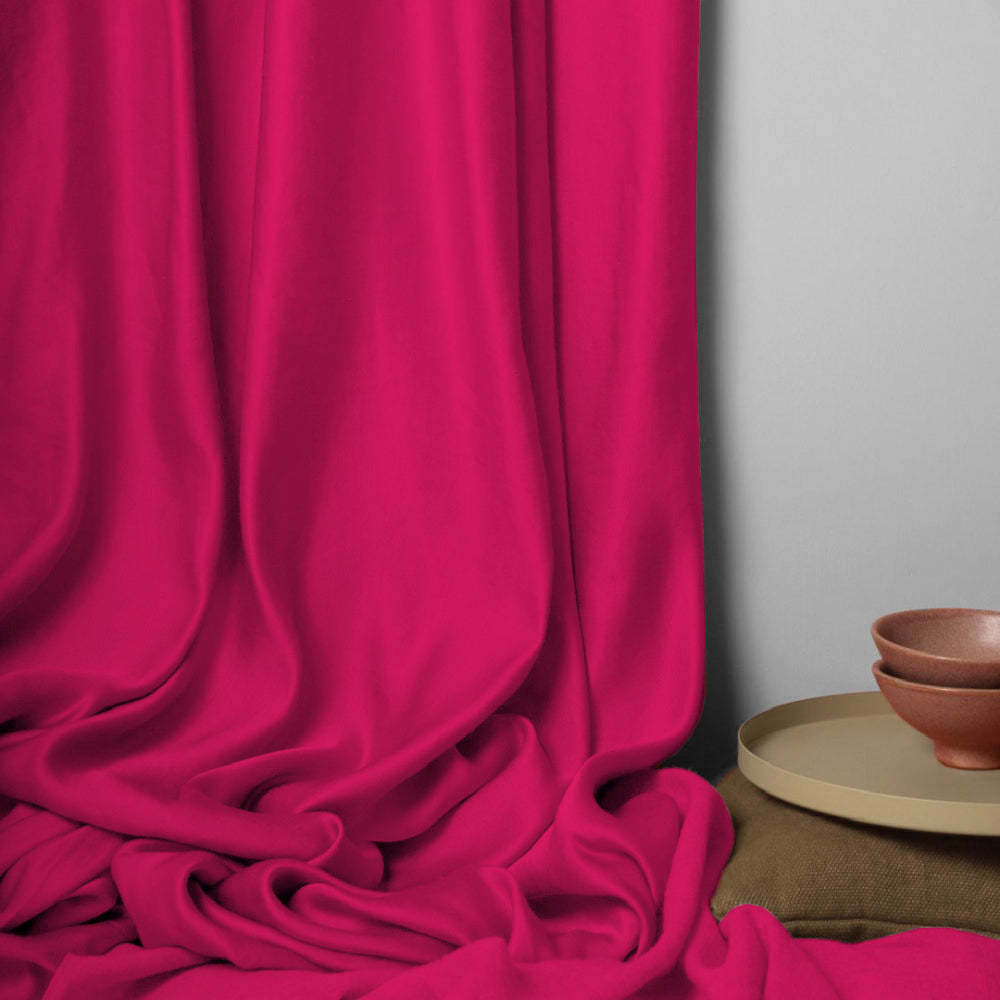 Jacquard Room Darkening Curtains in Cherry Pink Set Of 2 - (P248)
