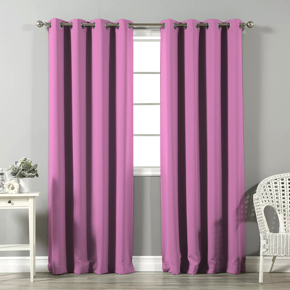Jacquard Room Darkening Curtains in Light Blush Pink Set Of 2 - (P294)
