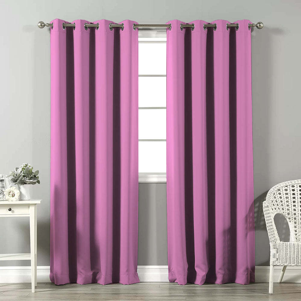 Jacquard Room Darkening Curtains in Light Blush Pink Set Of 2 - (P294)