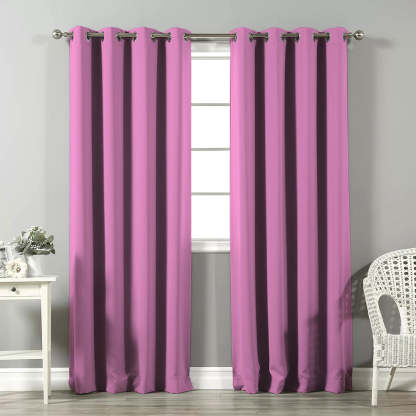 Jacquard Room Darkening Curtains in Light Blush Pink Set Of 2 - (P294)