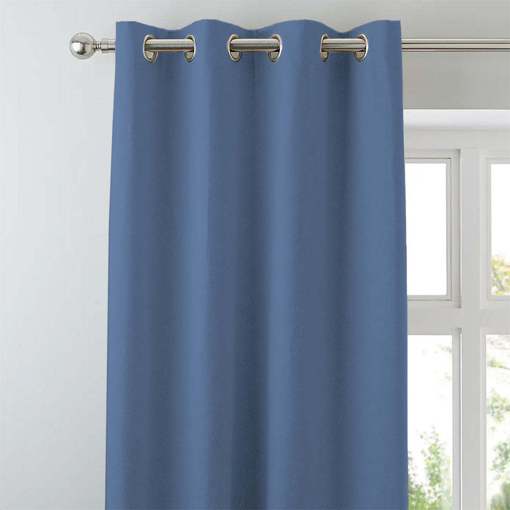Jacquard Room Darkening Curtains in Steel Blue Set Of 2 - (P25)
