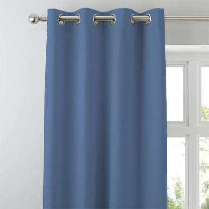 Jacquard Room Darkening Curtains in Steel Blue Set Of 2 - (P25)