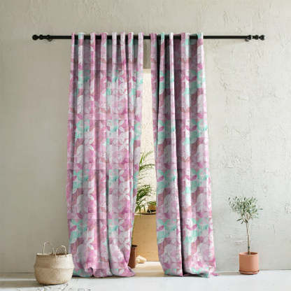 Artful Tiles Geometric R Heavy Satin Room Darkening Curtains Set Of 2 - (DS254C)