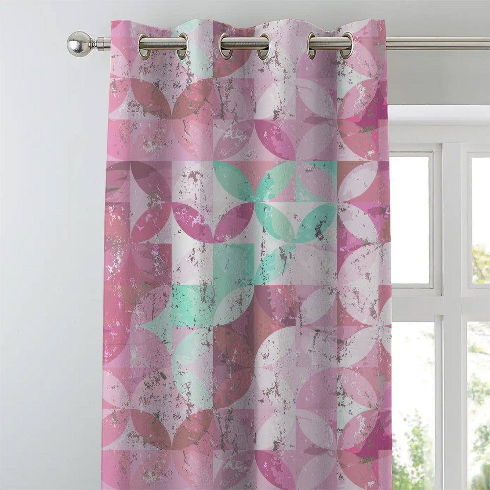Artful Tiles Geometric R Heavy Satin Room Darkening Curtains Set Of 2 - (DS254C)