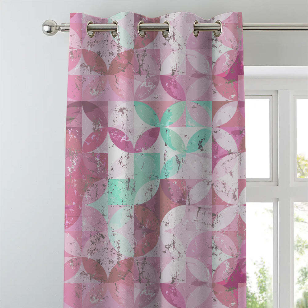 Artful Tiles Geometric R Heavy Satin Room Darkening Curtains Set Of 2 - (DS254C)
