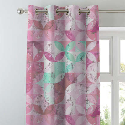 Artful Tiles Geometric R Heavy Satin Room Darkening Curtains Set Of 2 - (DS254C)