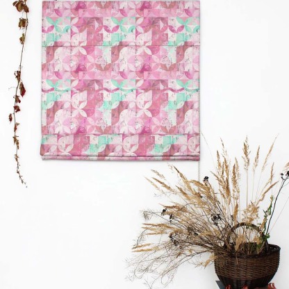 Artful Tiles Geometric Mulberry Satin Roman Blind (DS254C)