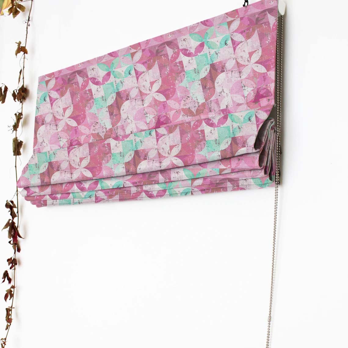 Artful Tiles Geometric Mulberry Satin Roman Blind (DS254C)