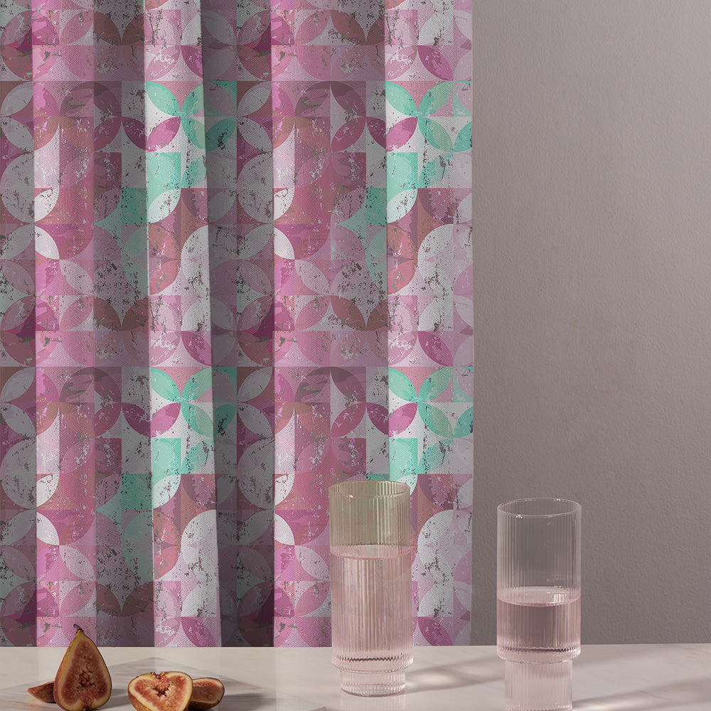 Artful Tiles Geometric R Heavy Satin Room Darkening Curtains Set Of 2 - (DS254C)