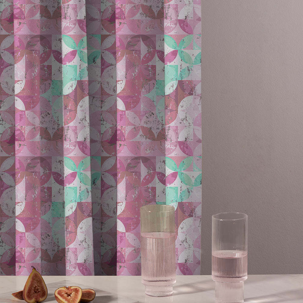 Artful Tiles Geometric R Heavy Satin Room Darkening Curtains Set Of 2 - (DS254C)
