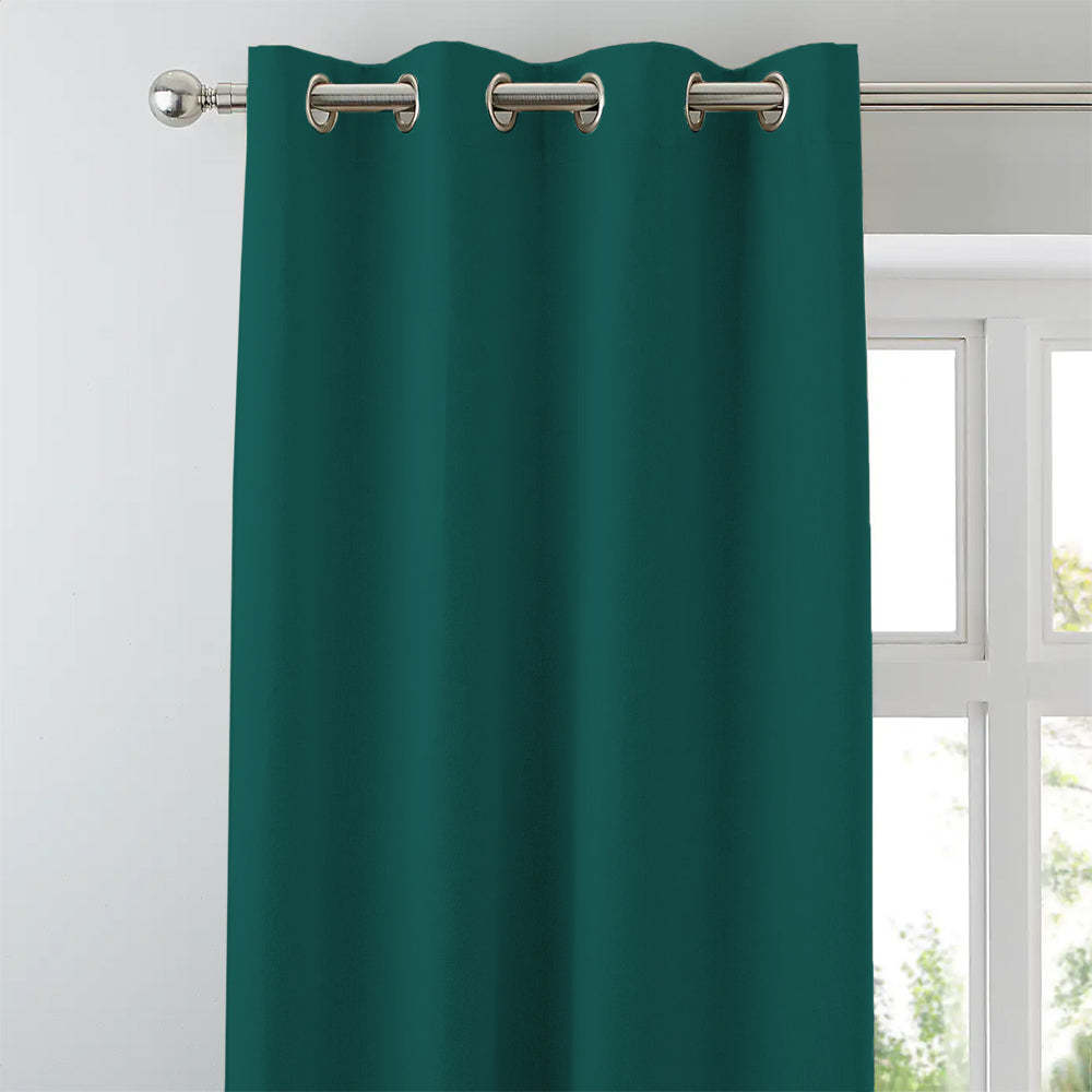 Jacquard Room Darkening Curtains in Michigan Green Set Of 2 - (P255)