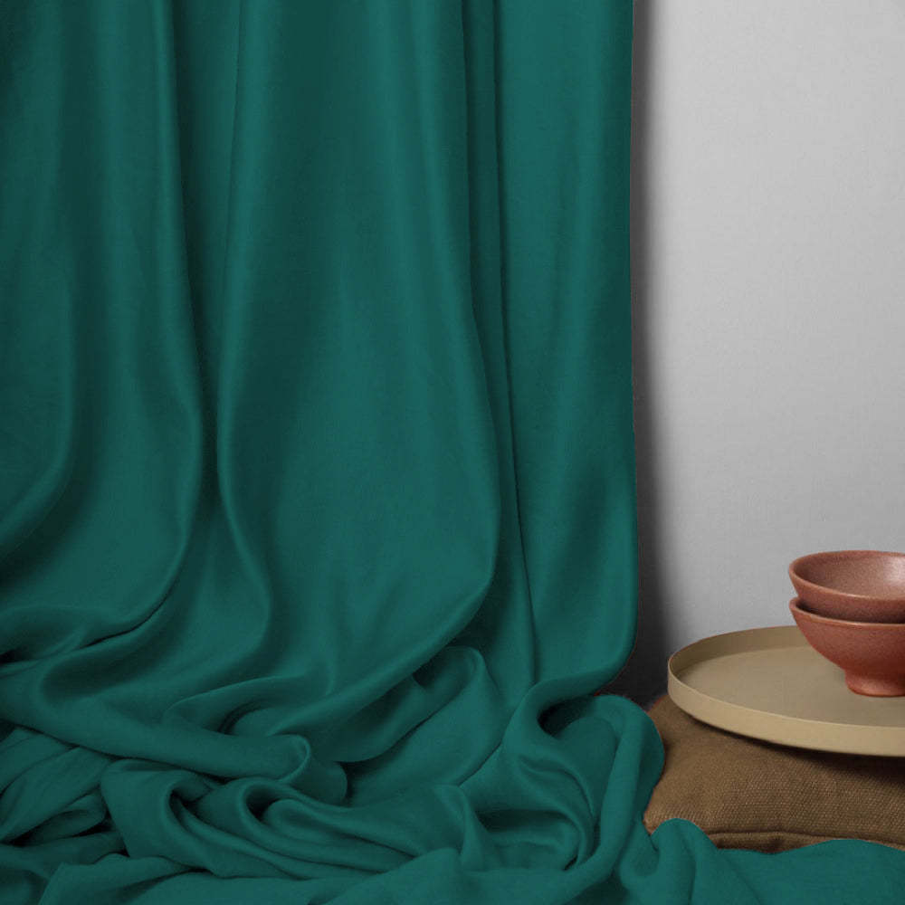 Jacquard Room Darkening Curtains in Michigan Green Set Of 2 - (P255)