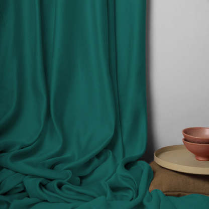 Jacquard Room Darkening Curtains in Michigan Green Set Of 2 - (P255)