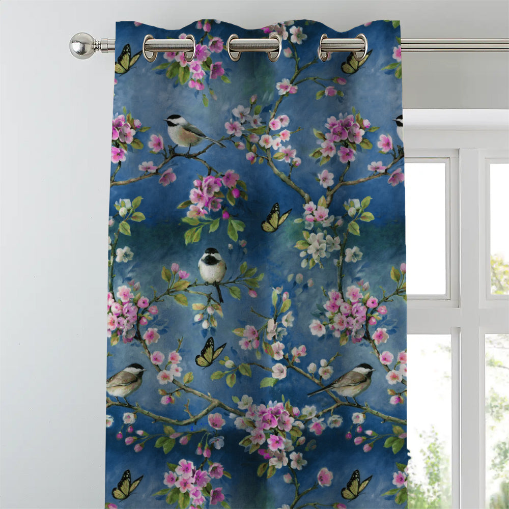 Elegant Floral Print Room Darkening Curtains Set of 2  DS225H