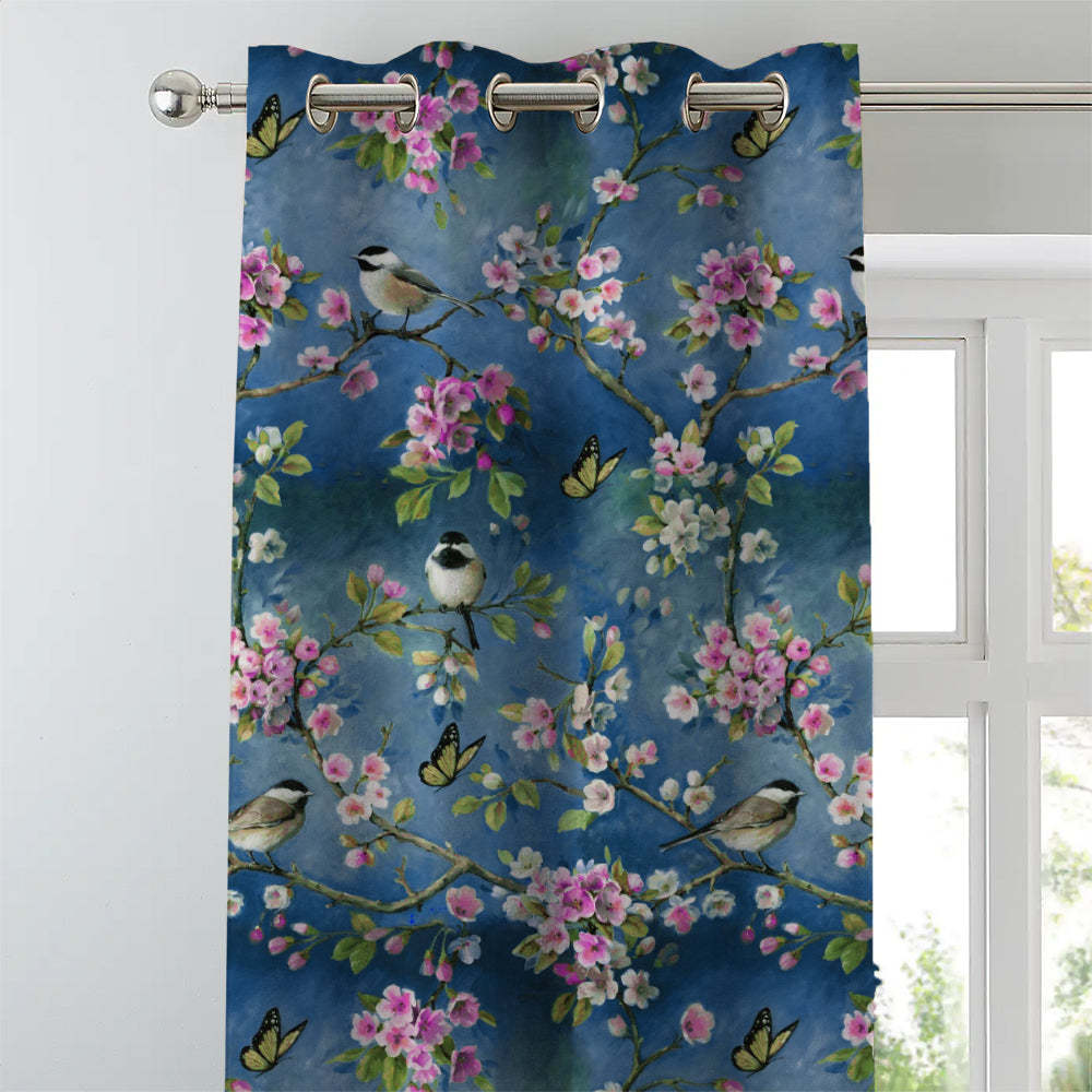 Elegant Floral Print Room Darkening Curtains Set of 2 DS225H