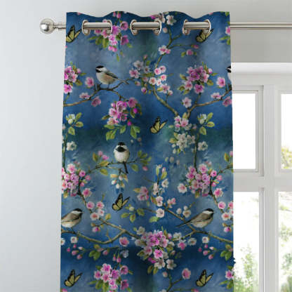 Elegant Floral Print Room Darkening Curtains Set of 2  DS225H