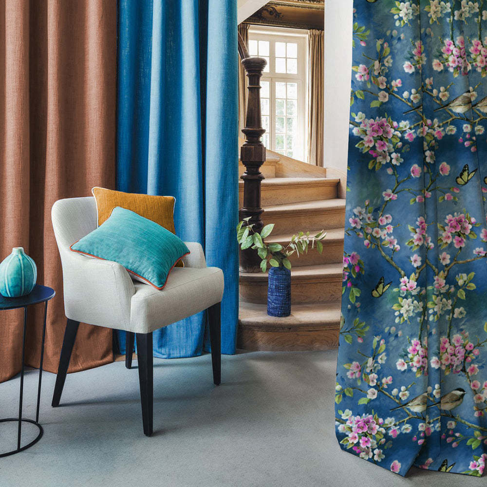 Elegant Floral Print Room Darkening Curtains Set of 2 DS225H