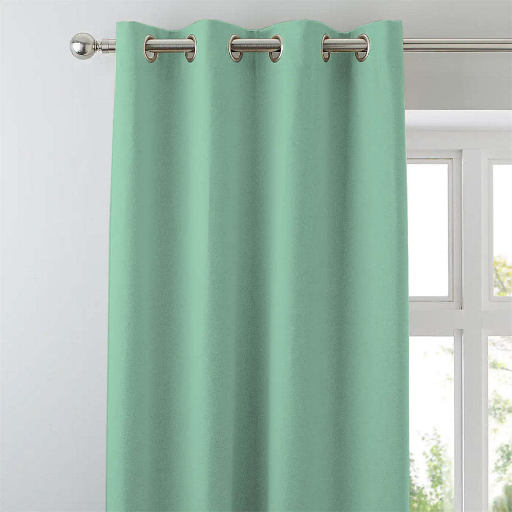 Jacquard Room Darkening Curtains in Minty Mint Set Of 2 - (P256)