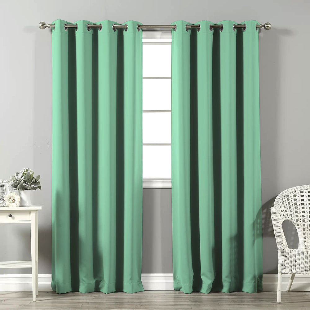 Jacquard Room Darkening Curtains in Minty Mint Set Of 2 - (P256)