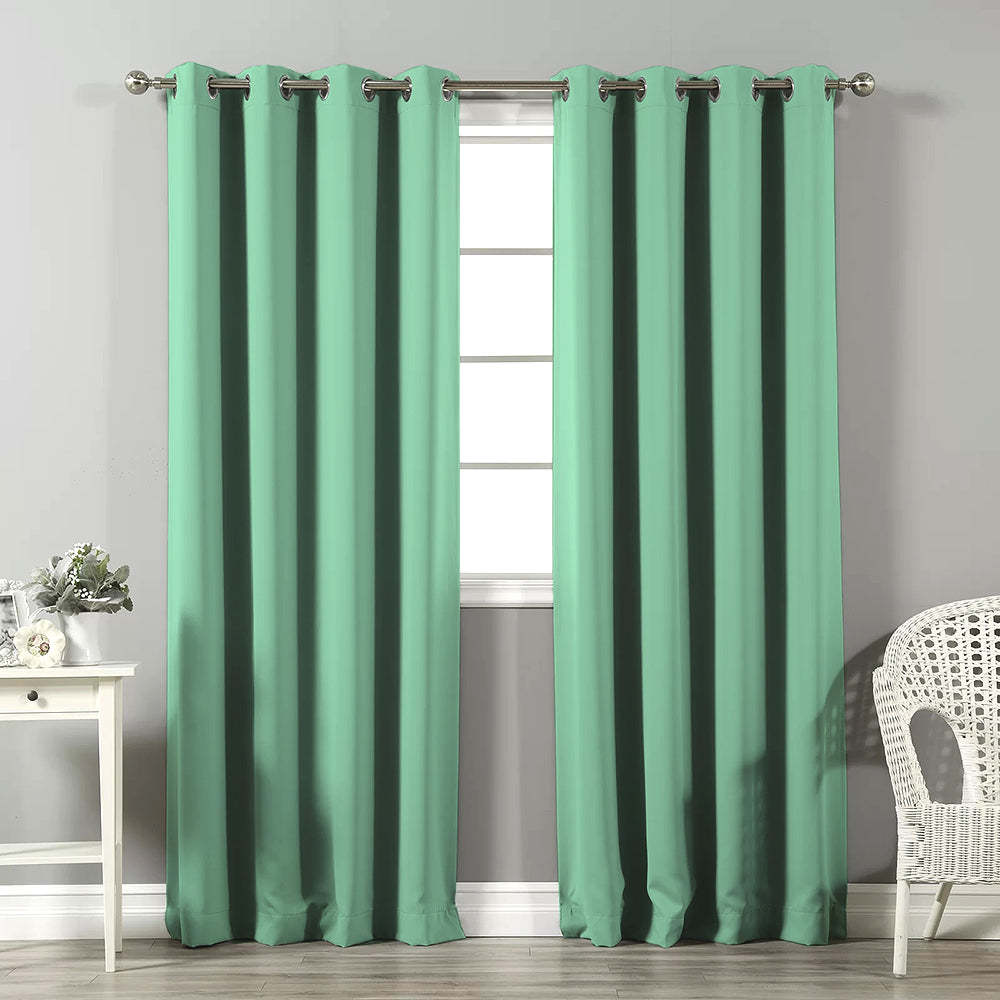 Jacquard Room Darkening Curtains in Minty Mint Set Of 2 - (P256)