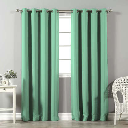 Jacquard Room Darkening Curtains in Minty Mint Set Of 2 - (P256)