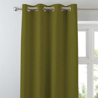 Jacquard Room Darkening Curtains in Army Green Set Of 2 - (P257)