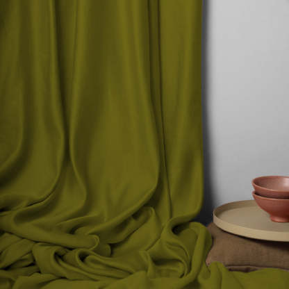 Jacquard Room Darkening Curtains in Army Green Set Of 2 - (P257)