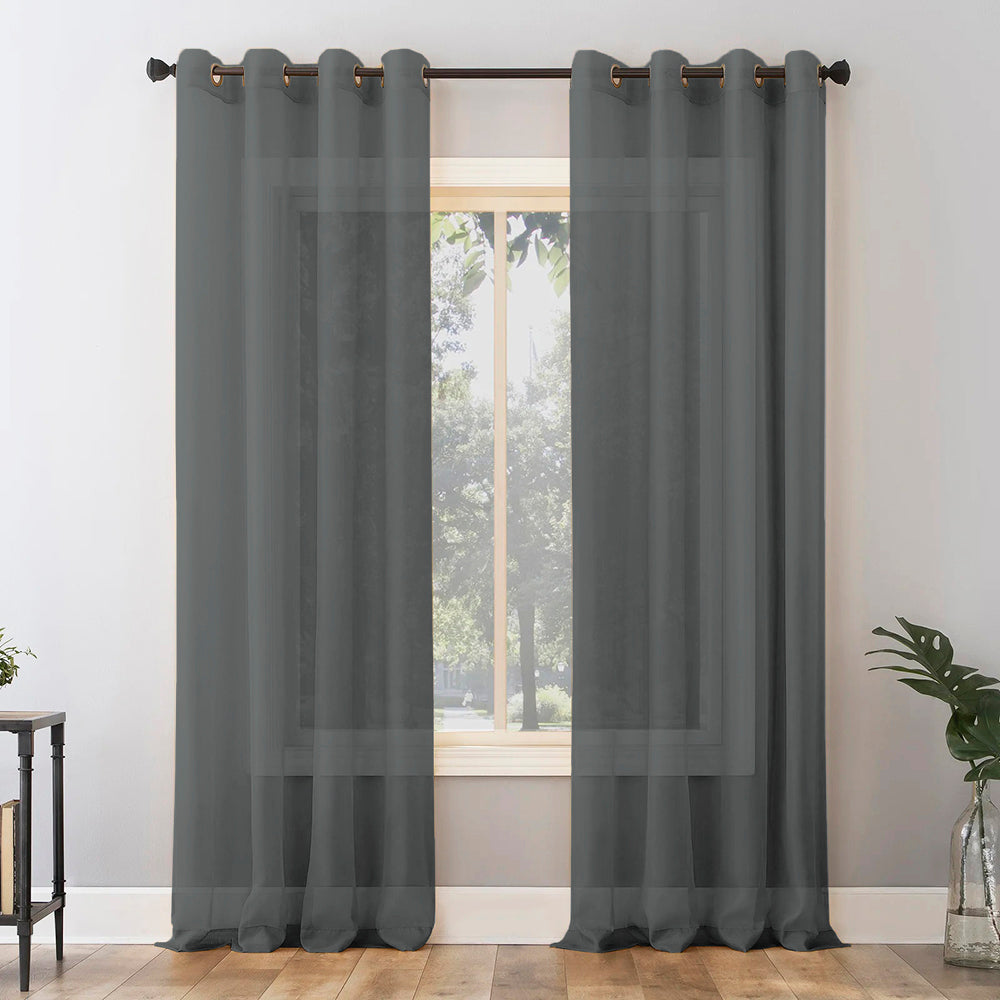 Jacquard Room Darkening Curtains in Taupe Green Set Of 2 - (P259)