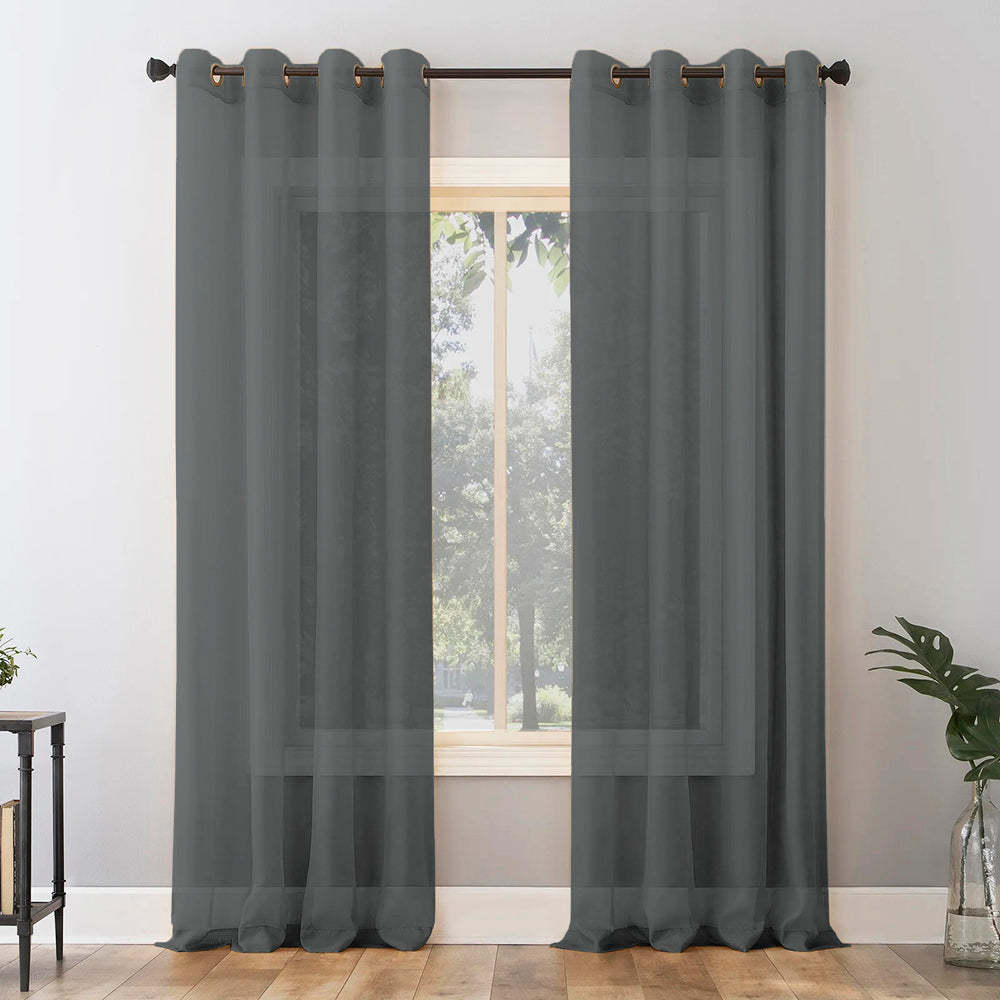 Jacquard Room Darkening Curtains in Taupe Green Set Of 2 - (P259)