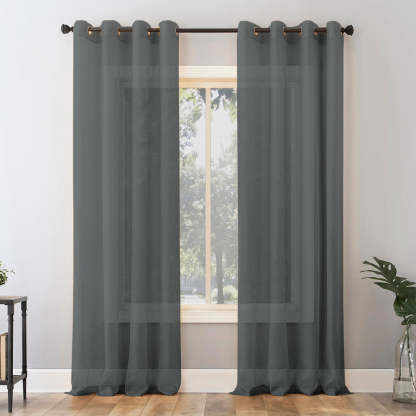 Jacquard Room Darkening Curtains in Taupe Green Set Of 2 - (P259)
