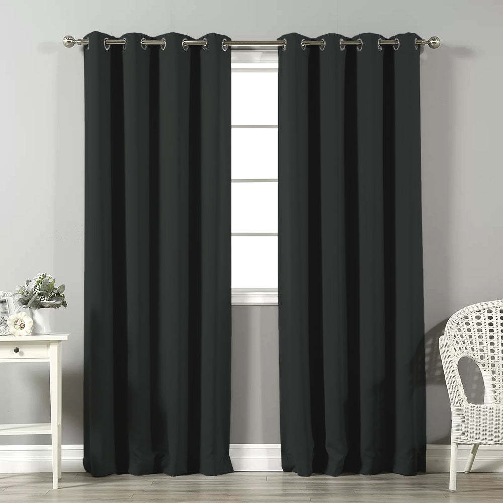 Jacquard Room Darkening Curtains in Taupe Green Set Of 2 - (P259)