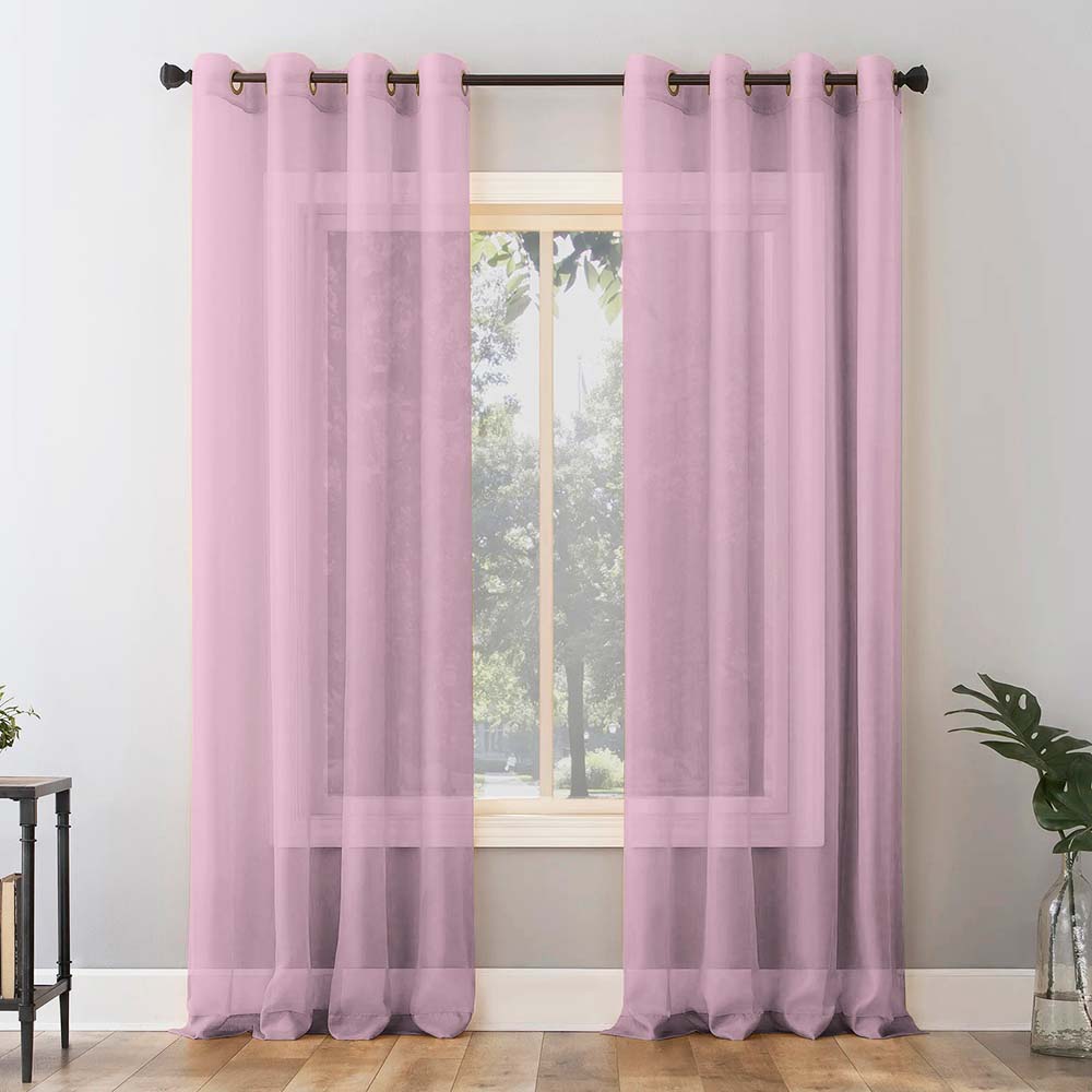 Jacquard Room Darkening Curtains in Piglet Pink Set Of 2 - (P26)