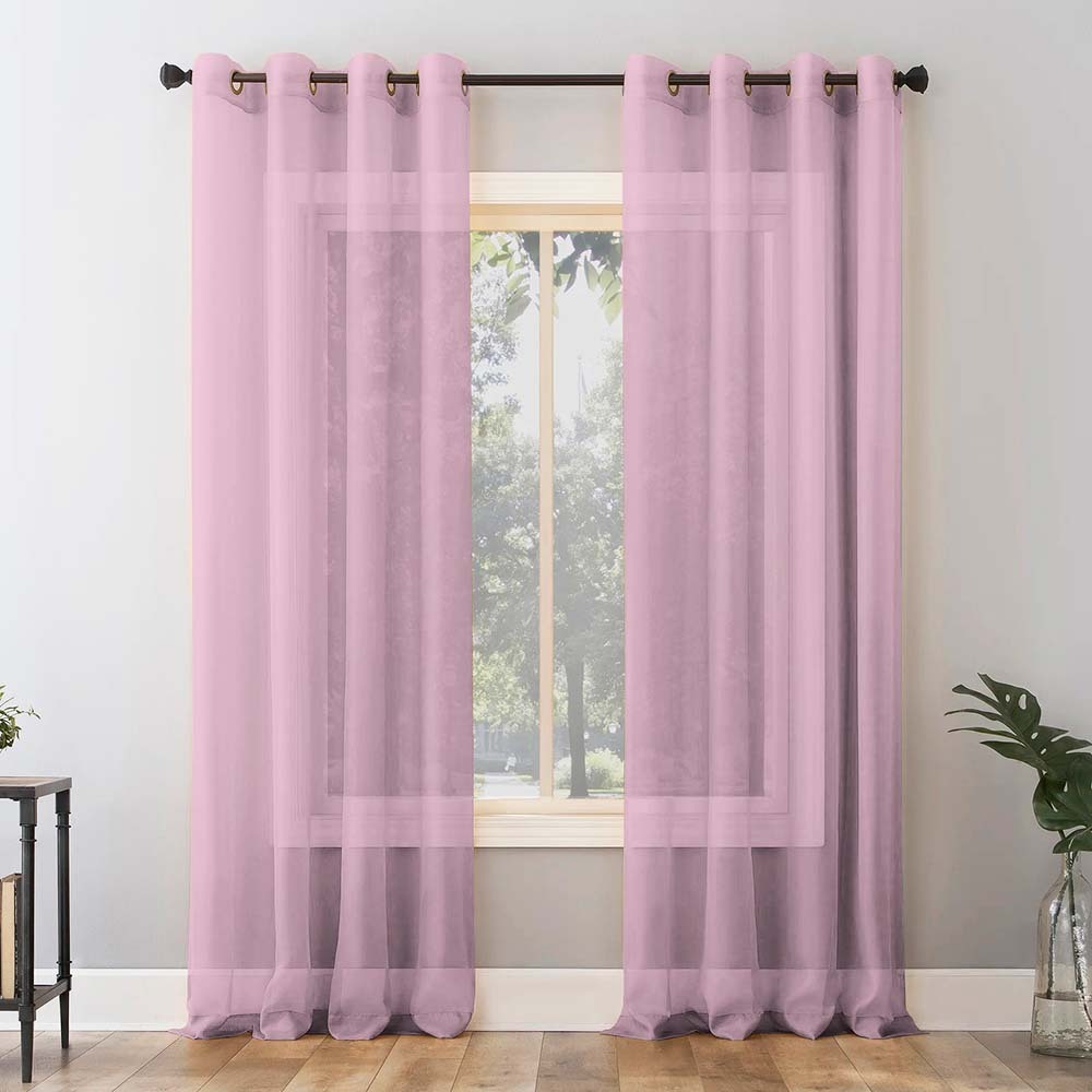 Jacquard Room Darkening Curtains in Piglet Pink Set Of 2 - (P26)