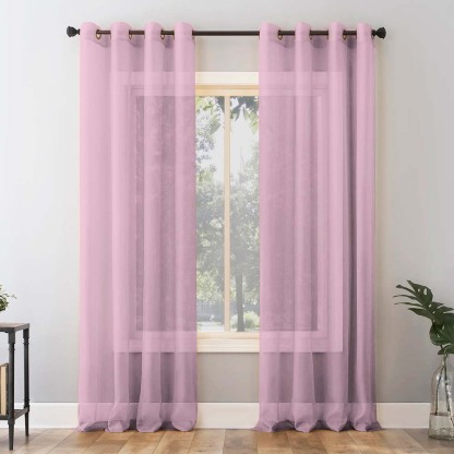 Jacquard Room Darkening Curtains in Piglet Pink Set Of 2 - (P26)