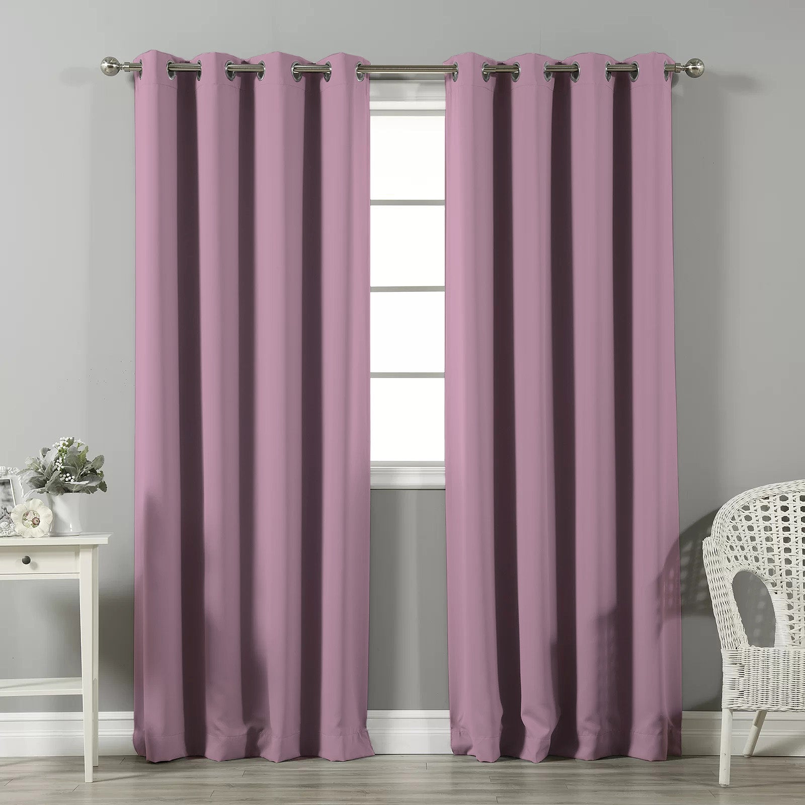 Jacquard Room Darkening Curtains in Piglet Pink Set Of 2 - (P26)