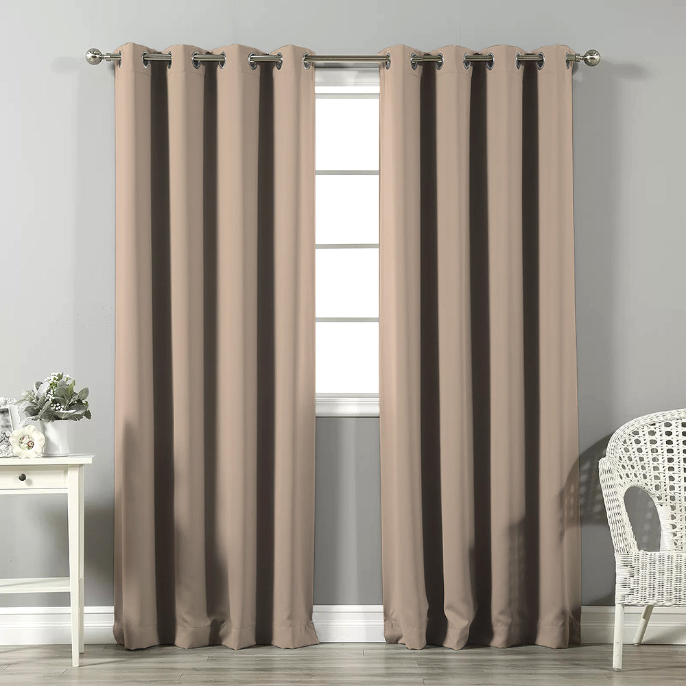 Jacquard Room Darkening Curtains in Sand Dunes Beige Set Of 2 - (P260)
