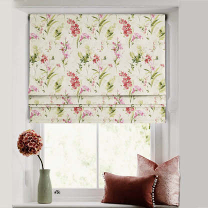 Lovely Lavender Floral Pale Beige Satin Roman Blind (DS260A)