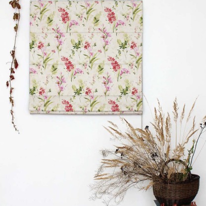 Lovely Lavender Floral Pale Beige Satin Roman Blind (DS260A)