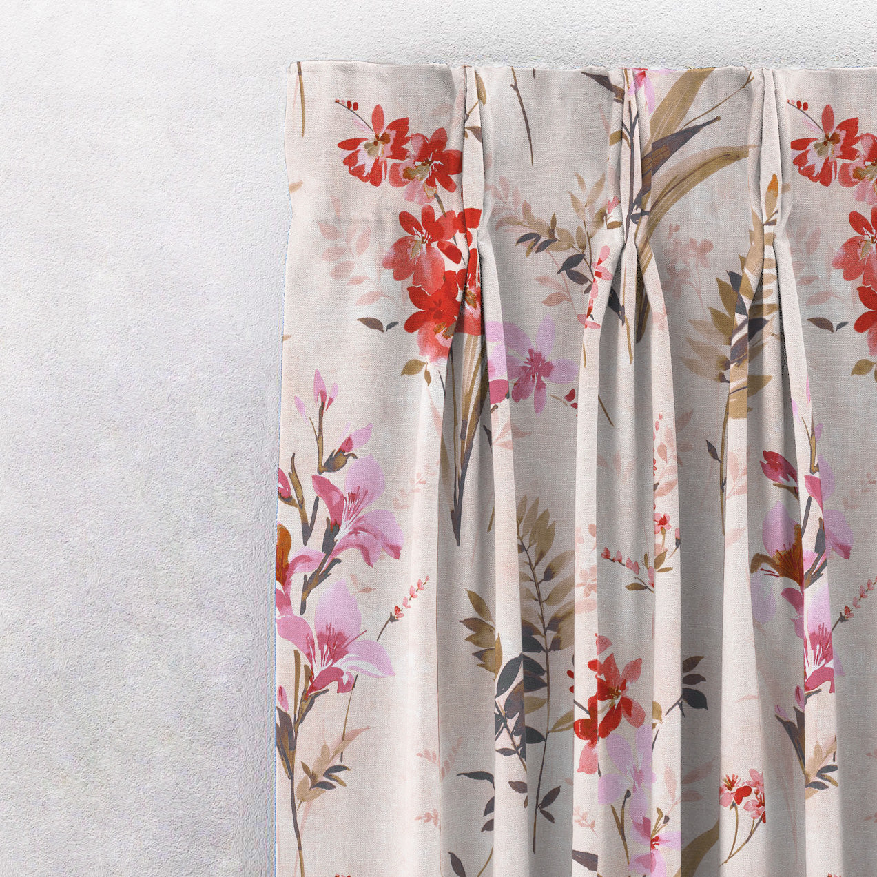 Lovely Lavender Floral Rose pInk Heavy Satin Room Darkening Curtains Set Of 2 - (DS260E)