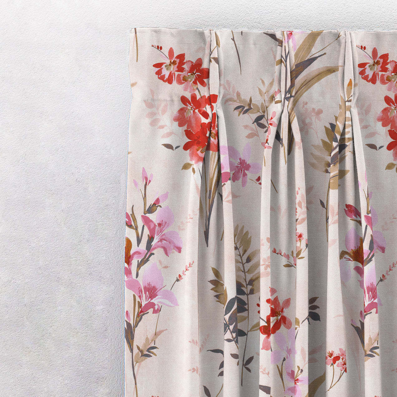 Lovely Lavender Floral Rose pInk Heavy Satin Room Darkening Curtains Set Of 2 - (DS260E)