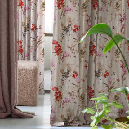Lovely Lavender Floral Rose pInk Heavy Satin Room Darkening Curtains Set Of 2 - (DS260E)